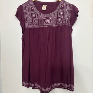 Faded Glory Plum Embroidered Blouse